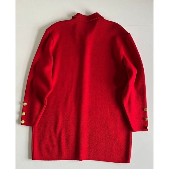 Saint James 100% Pure New Wool Red Cardigan Jacket Gold Buttons Size US 16 - Picture 2 of 13